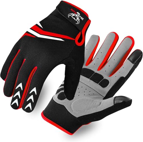 WESTWOOD FOX Vollfinger-Radhandschuhe mit Polsterung für Männer und Frauen, rutschfest, stoßdämpfend, atmungsaktiv, Touchscreen Mountainbike-Handschuhe für BMX, MTB-Rennen, Straßenrennen (ROT, M) WESTWOOD FOX Vollfinger-Radhandschuhe mit Polsterung für Männer und Frauen, rutschfest, stoßdämpfend, atmungsaktiv, Touchscreen Mountainbike-Handschuhe für BMX, MTB-Rennen, Straßenrennen (ROT, M) von BEAST RAGE