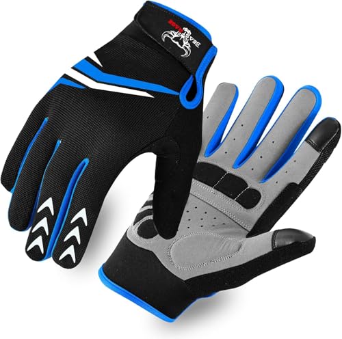 WESTWOOD FOX Vollfinger-Radhandschuhe mit Polsterung für Männer und Frauen, rutschfest, stoßdämpfend, atmungsaktiv, Touchscreen Mountainbike-Handschuhe für BMX, MTB-Rennen, Straßenrennen (BLAU, S) WESTWOOD FOX Vollfinger-Radhandschuhe mit Polsterung für Männer und Frauen, rutschfest, stoßdämpfend, atmungsaktiv, Touchscreen Mountainbike-Handschuhe für BMX, MTB-Rennen, Straßenrennen (BLAU, S) von BEAST RAGE