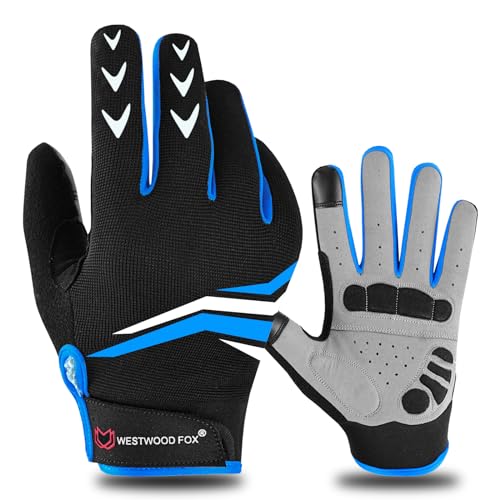 WESTWOOD FOX Vollfinger-Radhandschuhe mit Polsterung für Männer und Frauen, rutschfest, stoßdämpfend, atmungsaktiv, Touchscreen Mountainbike-Handschuhe für BMX, MTB-Rennen, Straßenrennen (BLAU, M) WESTWOOD FOX Vollfinger-Radhandschuhe mit Polsterung für Männer und Frauen, rutschfest, stoßdämpfend, atmungsaktiv, Touchscreen Mountainbike-Handschuhe für BMX, MTB-Rennen, Straßenrennen (BLAU, M) von BEAST RAGE
