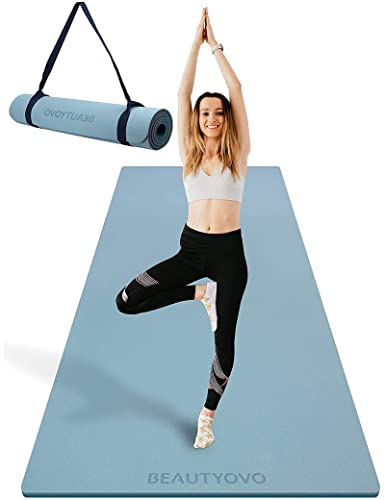 BEAUTYOVO Yoga Matte Breiter 81cm, Yogamatte Rutschfest Breit, 8mm Dicke Sportmatte Fitnessmatte Rutschfest, TPE Gymnastikmatte für Zuhause und Draußen, Trainingsmatte Groß für Yoga Pilates Workout von BEAUTYOVO