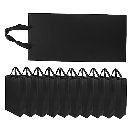 BEBEMOKO 10 Stück Kraftpapier-Weinverpackungstaschen für Weinflaschen, ideal für Weihnachten, Hochzeiten und Festivals, elegante Weinverpackungstaschen, Schwarz , 35X17CM von BEBEMOKO