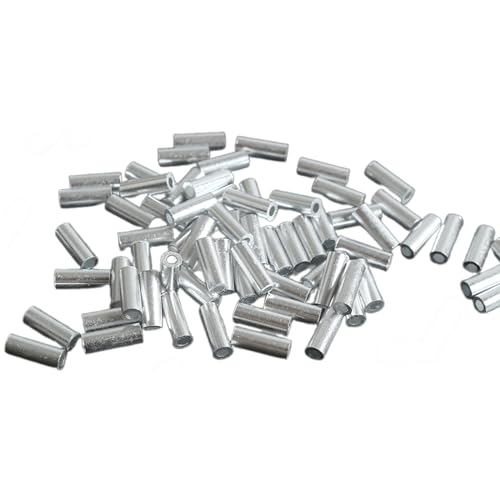 BEBIKR 100 Stücke Angelschnur Rohrverbinder Aluminium Angeln Crimphülsen Set Einzelne Fässer Crimpschlaufenhülse von BEBIKR