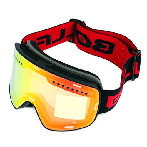 BEBIKR Skibrille mit doppellagiger, abnehmbarer Linse, Anti-Beschlag-UV-Sonnenbrille, Handschuhe für Kinder von 5–15 Jahren von BEBIKR