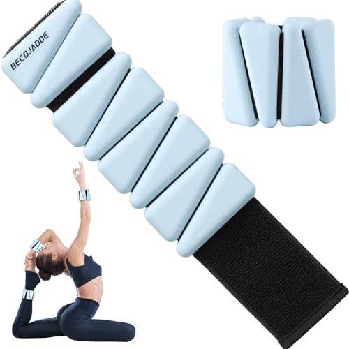 BECOJADDE Handgelenk Knöchel Gewichte Einstellbare Trainingsintensität für Krafttraining Gehen Laufen Yoga Pilates Joggen für Damen Herren 2er Set (je 0,5 kg), Blau von BECOJADDE