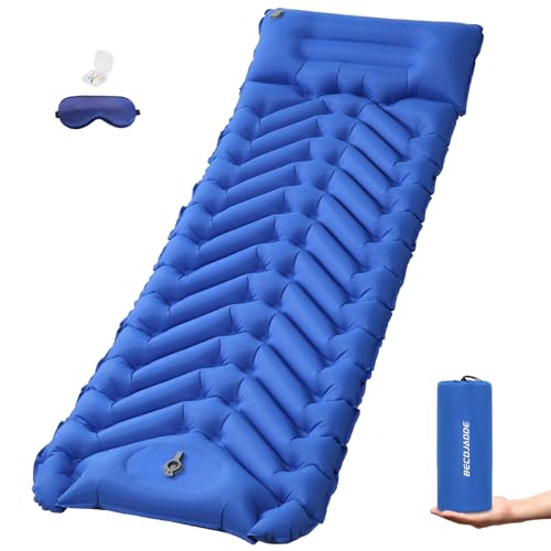 BECOJADDE Isomatte Outdoor Ultraleicht Luftmatratze 1 Person Camping mit Integrierter Fußpumpe Faltbar Aufblasbare Isomatte Camping,Sleeping Mat for Hiking Outdoor Travel,Königsblau von BECOJADDE