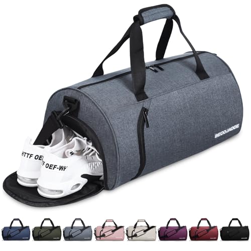 BECOJADDE Sporttaschen für Damen und Herren, 35L Reisetasche Duffel Bag Übernachtungstasche mit Schuhfach & Nassfach, wasserdichte Handgepäcktasche für Sport, Fitnessstudio, Schwimmen, Grau BECOJADDE Sporttaschen für Damen und Herren, 35L Reisetasche Duffel Bag Übernachtungstasche mit Schuhfach & Nassfach, wasserdichte Handgepäcktasche für Sport, Fitnessstudio, Schwimmen, Grau von BECOJADDE