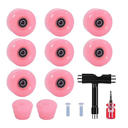 BEEOFICEPENG 8-teiliges Rollen-Set mit Zehenstöpseln, 58 mm x 32 mm, 82 A Outdoor-/Indoor-Skate-Rollen, Rosa von BEEOFICEPENG