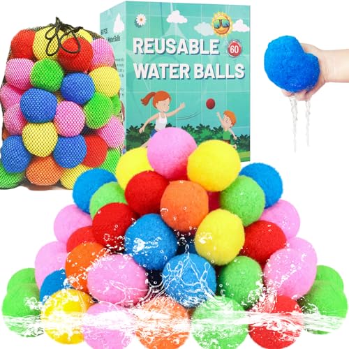 Wiederverwendbare Wasserbälle, Wiederverwendbare Wasserballons für Outdoor-Spielzeug und Spiele, Wasserspielzeug für Kinder und Erwachsene Jungen und Mädchen, 60 Stück von BEFANS