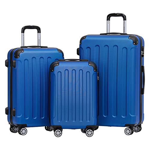 BEIBYE 2045 Zwillingsrollen 3tlg. Reisekoffer Koffer Kofferset Trolleys Hartschale in 14 Farben (Blau) von BEIBYE