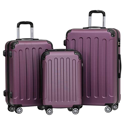 BEIBYE 2045 Zwillingsrollen 3tlg. Reisekoffer Koffer Kofferset Trolleys Hartschale in 14 Farben (Violett) von BEIBYE
