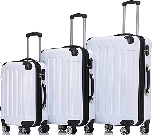 BEIBYE- 3er Kofferset Hartschalen-Koffer Reisekoffer Trolley Rollkoffer Set Reisekofferset (Weiss) von BEIBYE