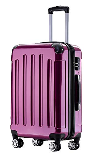 BEIBYE Hartschalen Koffer Trolley Rollkoffer Reisekoffer 4 Zwillingsrollen Polycabonat (Lila, 66cm - 70L) von BEIBYE