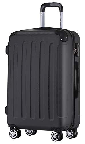 BEIBYE Hartschalen-Koffer Trolley Rollkoffer Reisekoffer Handgepäck 4 Rollen (M-L-XL-Set) (Schwarz, XL) von BEIBYE