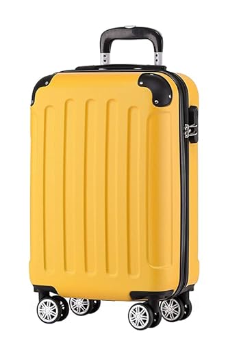 BEIBYE Hartschalen-Koffer Trolley Rollkoffer Reisekoffer Handgepäck 4 Rollen (M-L-XL-Set) (Yellow, M) von BEIBYE