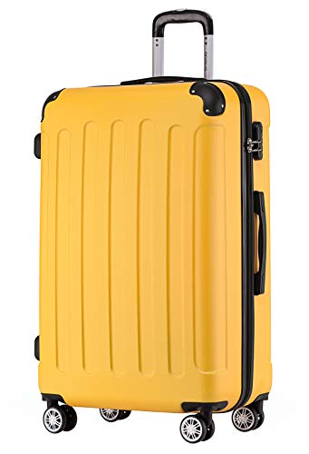 BEIBYE Hartschalen-Koffer Trolley Rollkoffer Reisekoffer Handgepäck 4 Rollen (M-L-XL-Set) (Yellow, XL) von BEIBYE
