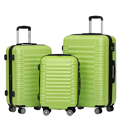 BEIBYE Hartschalen Koffer Trolley Rollkoffer Reisekoffer Zwillingsrollen Kofferset (Grün, Set) von BEIBYE