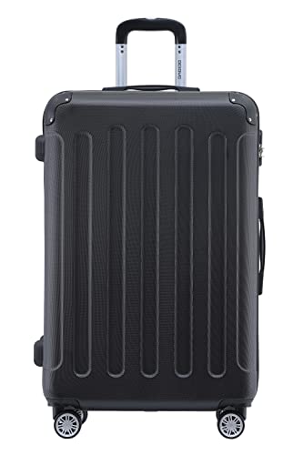 BEIBYE- Hartschalenkoffer Koffer Trolley Rollkoffer Reisekoffer Zahlenschloß 4 Zwilings-Rollen (Black, Middle-66cm) von BEIBYE