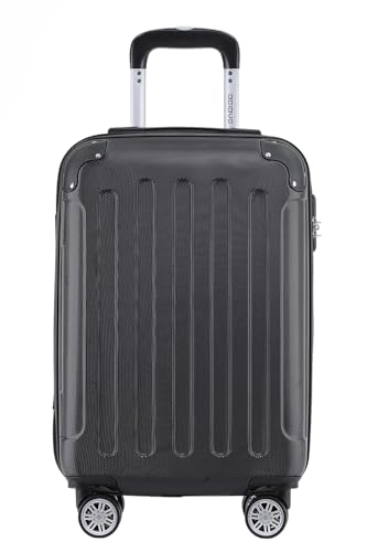 BEIBYE- Hartschalenkoffer Koffer Trolley Rollkoffer Reisekoffer Zahlenschloß 4 Zwilings-Rollen (Black, Small-55cm) von BEIBYE