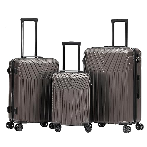 BEIBYE Kofferset Rollkoffer Koffer Hartschale,TSA Schloß, Zwillingsrollen, Erweiterung (Coffee, Set) von BEIBYE