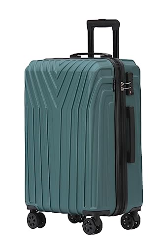 BEIBYE Kofferset Rollkoffer Koffer Hartschale,TSA Schloß, Zwillingsrollen, Erweiterung (Dunkelgrün, 66 cm) von BEIBYE