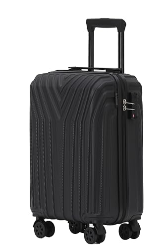 BEIBYE Kofferset Rollkoffer Koffer Hartschale,TSA Schloß, Zwillingsrollen, Erweiterung (Schwarz, 55 cm) von BEIBYE