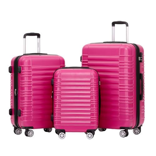 BEIBYE Reisekoffer 2088 Hartschalekoffer Gepäck Koffer Trolley Set, Kofferset in 14 Farben (Peach) von BEIBYE