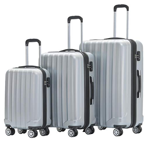 BEIBYE TSA-Schloß 2080 Zwillingsrollen neu Reisekoffer Koffer Trolley Hartschale Set (Silber, Set) von BEIBYE