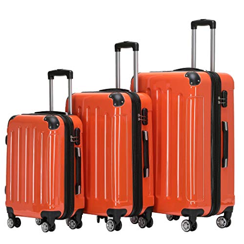 BEIBYE Zwillingsrollen 2048 Hartschale Trolley Koffer Reisekoffer Taschen Gepäck in M-L-XL-Set (Orangen, Set) von BEIBYE