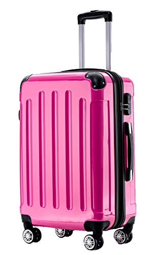 BEIBYE Zwillingsrollen 2048 Hartschale Trolley Koffer Reisekoffer Taschen Gepäck in M-L-XL-Set (Pink, M) von BEIBYE