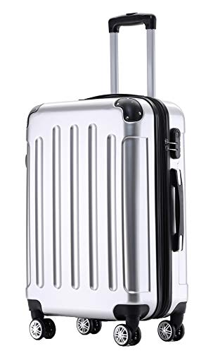 BEIBYE Zwillingsrollen 2048 Hartschale Trolley Koffer Reisekoffer Taschen Gepäck in M-L-XL-Set (Silber, XL) von BEIBYE