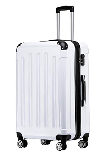 BEIBYE Zwillingsrollen 2048 Hartschale Trolley Koffer Reisekoffer in M-L-XL-Set in 15 Farben (White, L) von BEIBYE