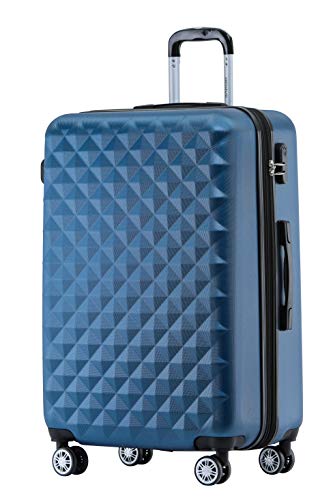 BEIBYE Zwillingsrollen 2066 Hartschale Trolley Koffer Reisekoffer Gepäck M-L-XL-Set (Blau, XL) von BEIBYE