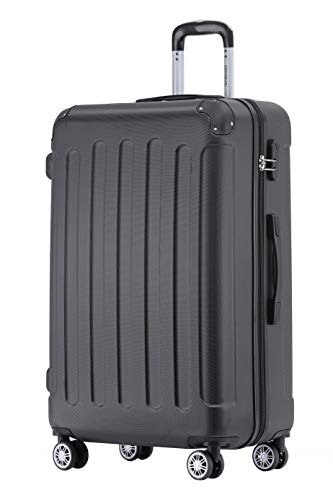 BEIBYE Zwillingsrollen Hardcase Reisekoffer Koffer Trolleys Hartschale in XL-L-M in 14 Farben (Schwarz, Großer Koffer (76 cm)) von BEIBYE