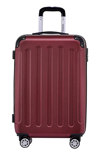 BEIBYE Zwillingsrollen Hardcase Reisekoffer Koffer Trolleys Hartschale in XL-L-M in 14 Farben (Weinrot, Handgepäck (55cm)) von BEIBYE