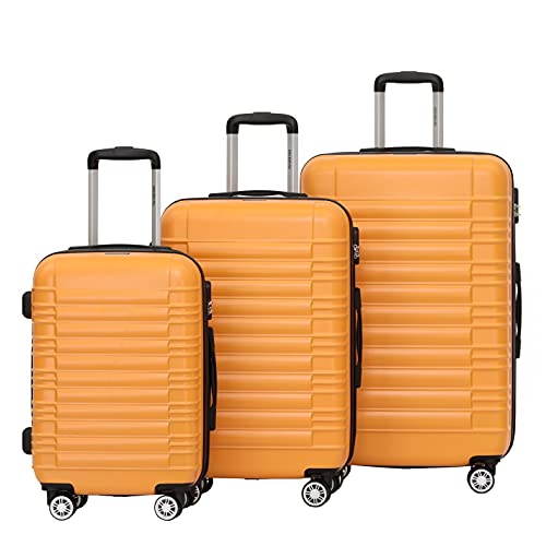 BEIBYE Zwillingsrollen Reisekoffer Koffer Trolleys Hartschale M-L-XL-Set (Orangen, Set) von BEIBYE