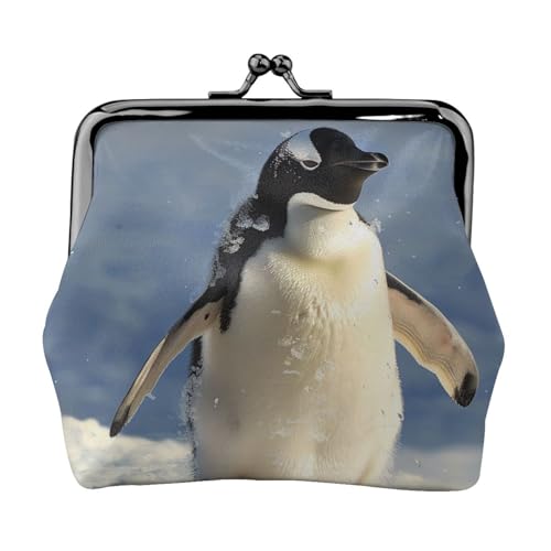 Münzgeldbörse mit niedlichem Pinguin-Druck, Mini-Münzgeldbörse, Kleingeldbörse, Leder-Münztasche, Halter für Damen und Mädchen, Schwarz, Einheitsgröße, modern, europäischer Stil, Retro, Schwarz , von BEIVGOXL