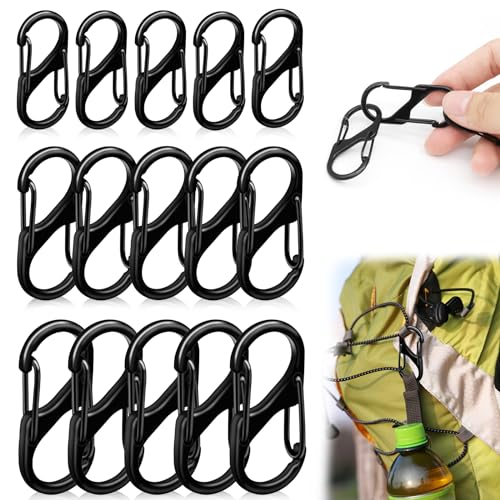 45 Stück Mini Karabiner Set, Metall Doppelkarabiner 8 Förmiger 2 Öffnungen Karabiner Double Spring Keychain Karabiner Schlüsselanhänger S Outdoor Camping Haken, Für Outdoor Reisen Wandern von BEKKLPOU