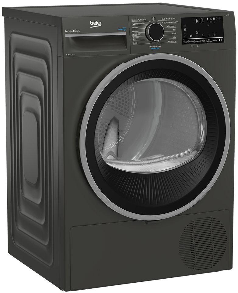 BEKO Wärmepumpentrockner Manhattan Gray B3T22491M, 8 kg, Reversierende Trommel, Silent-Programm, Allergikergeeignet von BEKO