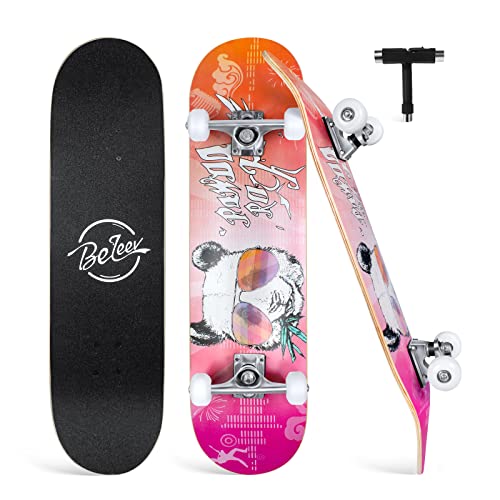 BELEEV Skateboard 31x8 Zoll Komplette Cruiser Skateboard für Kinder Jugendliche Erwachsene, 7-Lagiger Kanadischer Ahorn Double Kick Deck Concave mit All-in-one Skate T-Tool für Anfänger BELEEV Skateboard 31x8 Zoll Komplette Cruiser Skateboard für Kinder Jugendliche Erwachsene, 7-Lagiger Kanadischer Ahorn Double Kick Deck Concave mit All-in-one Skate T-Tool für Anfänger von BELEEV