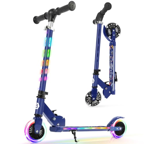 BELEEV V3 Roller Kinder 6 Jahre, Upgrade mit LED Leuchtenden Räder, Lenksäule und Deck, 4 Höhenverstellbar, Faltbare Scooter Kinder 5 Jahre, 2 Räder Roller mit Ständer für 3-12 Jahren Mädchen Jungen von BELEEV