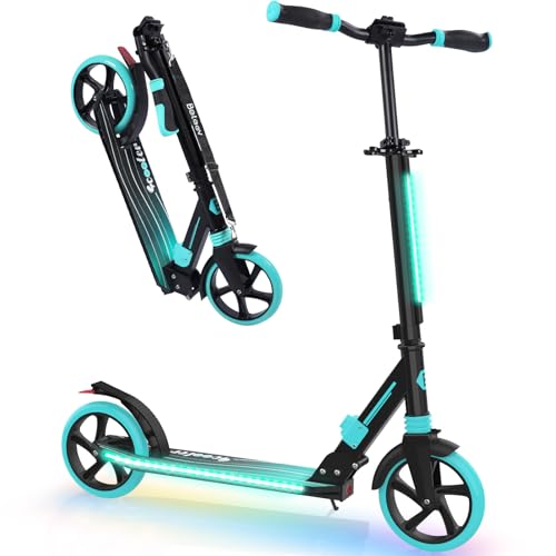 BELEEV V8 BigWheel Scooter, Cityroller Upgrade mit LED Leuchtenden Lenksäule und Deck, Klappbarer Roller Kinder ab 6 Jahre mit 200mm Große Räder für Kinder, Erwachsene, 4 Höhenverstellbar von BELEEV