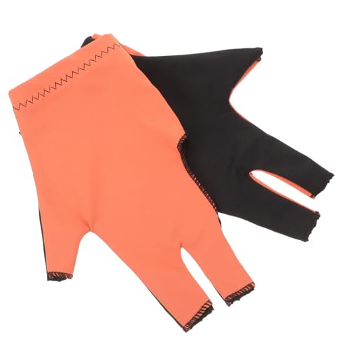 BELLIFFY 1 Paar 3 Finger Handschuhe Billard handschuh Billardzubehör Snooker-Handschuh elastische Queue-Handschuhe atmungsaktive Poolhandschuhe Billard-Sporthandschuhe Polyester Orange von BELLIFFY