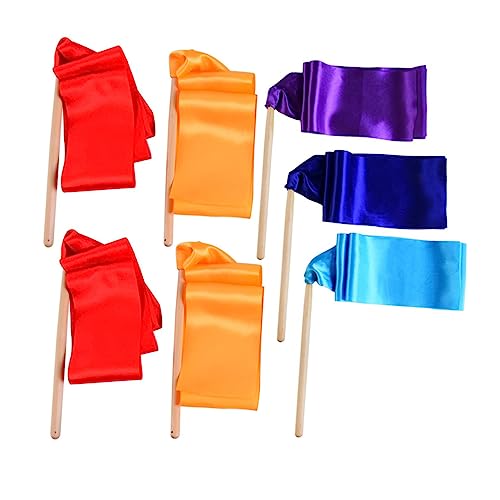 BELLIFFY 1 Tanzband-Streamer Bunte Luftschlangen Fitness-Tanzband Bunte Tanzgürtel Turnband für Kinder Gymnastikstäbe Gymnastikband Tanzendes Seidenband Kinder tanzen Luftschlangen Hölzern von BELLIFFY