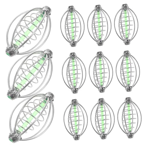 BELLIFFY 12St Angler ausrüstung Fishing fischerzubehör Köderbehälter angelhacken Feeder zum Angeln mit Karpfenködern Schwimmköder Körbe für Angelfallen Fangkörbchen Silver von BELLIFFY