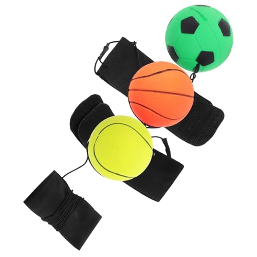 BELLIFFY 3St Hüpfender Ball Kinder Fussball Basketball-Armband Rückenball Basketballballrückgabe Fußballspielarmbänder Basketball-Rückkehr zurückgeben Fußballgeschenke Gummi von BELLIFFY