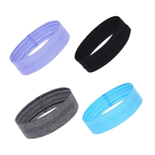 BELLIFFY 4 Stück Stirnband für den Sport Yoga-Stirnbänder Sport-Stirnband Bandana Stirnband Herren-Stirnband laufstirnband Sport Haarband Stirnbänder für Yoga elastisches Haarband von BELLIFFY