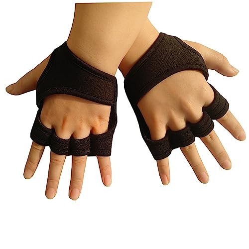 BELLIFFY Halbfinger Fitness Handschuhe Für Herren Und Damen rutschfeste Gym Handschuhe Mit Handflächen Schutz Und Handgelenkbandage Gewichtheben Workout Handschuhe von BELLIFFY