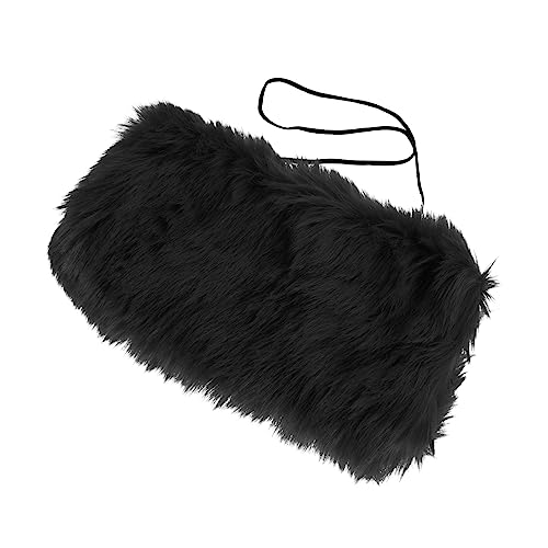 BELLIFFY Handbedeckung Pelziger Plüsch- Outdoor-zubehör Warme Handschuhe Verdickter Fuzzy-Beutel Handgelenk Handwärmer Hände Muff Zarter Wärmer Muff Dicke Hand Black Polyester von BELLIFFY