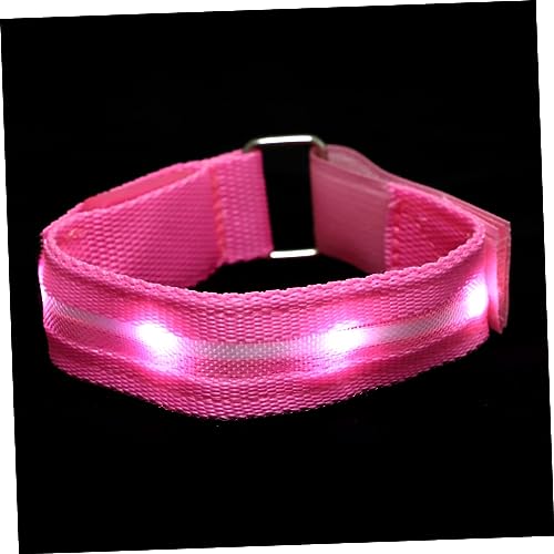 BELLIFFY Led-leuchtarmband Leuchtender Armgurt Reflektierendes Sicherheitsarmband Arm Signalband Fingerring Armband Beinbänder Sportarmbänder Leuchtendes Armband Rosa Nylongewebe von BELLIFFY