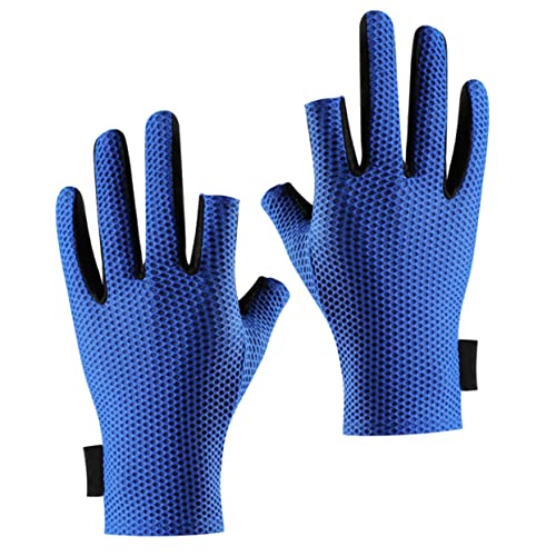 BELLIFFY Outdoor Angelsport Handschuhe Für Herren 1 Paar Mit 2 Geschnittenen Fingern rutschfest Und Atmungsaktiv Sonnenbeständig Ideal Für Radfahren Und Reiten Blau von BELLIFFY